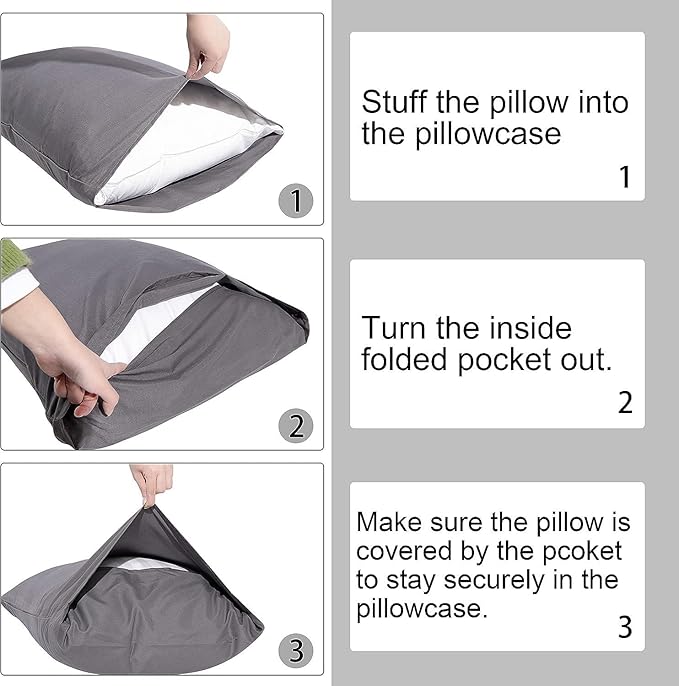 Toddler Pillowcase Set of 2 PC 600 TC 100% Egyptian Cotton Toodler 14x20 Inch Small Travel Pillow Case Envelope Closer Decorative Soft Cozy Travel Kids Nursery Preschool Pillow Cases, Dark Grey