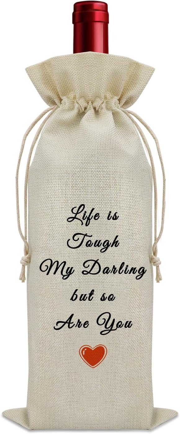 Sazuwu Inspirational Wine Bag Encouragement Gifts for Daughter from Parents Friendship Birthday Gifts for Women Friends Wine Bottle Decoration Bag Motivational Gifts for Employees Coworkers