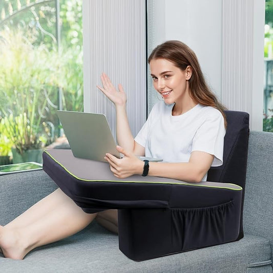 Game Pillow and Cushion Combo Set, Soft Lap Desk Pillow for Adult, Extra Large Arm Rest Ergonomic Couch Gaming Pillow with Side Pockets, Reading Pillow for Sitting in Bed/Laptop/Floor/Sofa…