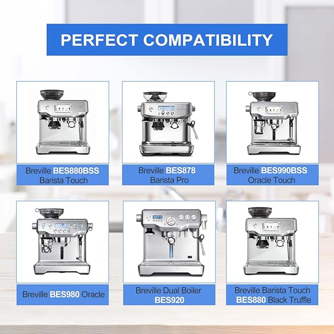 4 Pack Replacement Water Filter Breville Bes880 Water Filter for Barista Pro BES878, Oracle Touch BES990, Oracle BES980, Dual Boiler BES920 Bambino ClaroSwiss Sage BES008WHT0NUC1