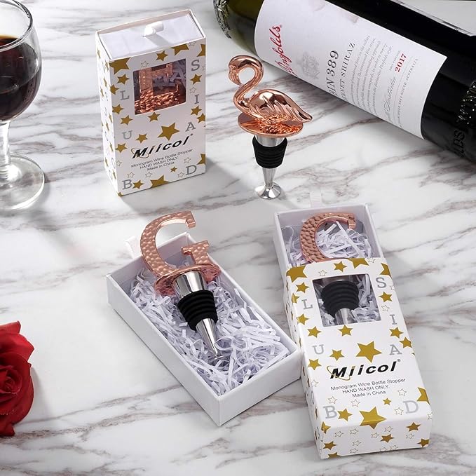 Miicol Wine Stopper, Prosecco Stopper, Wine Bottle Stopper, Personalised Champagne Stopper, Rose Gold Wine Accessories, Wine Lovers Gift, Monogram Gift, Letter G