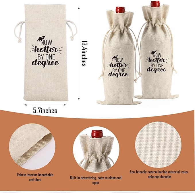 Graduation Gifts 2024 Wine Bags Graduation Gifts for Her Him College Graduation Gifts for Women Men Doctor Graduation Gifts College Masters Degree Phd Graduation Gifts One Degree Hotter Wine Bags