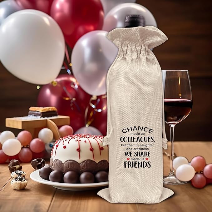 HOIJAUMAI Gift for Colleagues, Friendship Gifts for Coworkers Colleagues, Colleagues Wine Bag Coworker Wine Gift Bags for Women Men