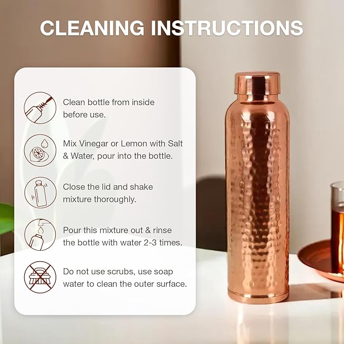 Copper Water Bottle - 34 Oz Extra Large - A Ayurvedic Pure Plain Copper Bottle For Drinking - Drink More Water, Lower Your Sugar Intake And Enjoy The Health Benefits