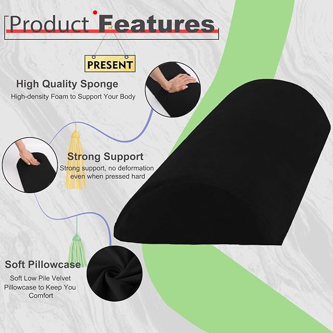 Recliner Foot Pillow High Resilience Foam - Leg Pillow for Sleeping Soft and Supportive Half Moon Bolster Pillow Recliner Pillows for Headrest Back Lumbar Support (Black)
