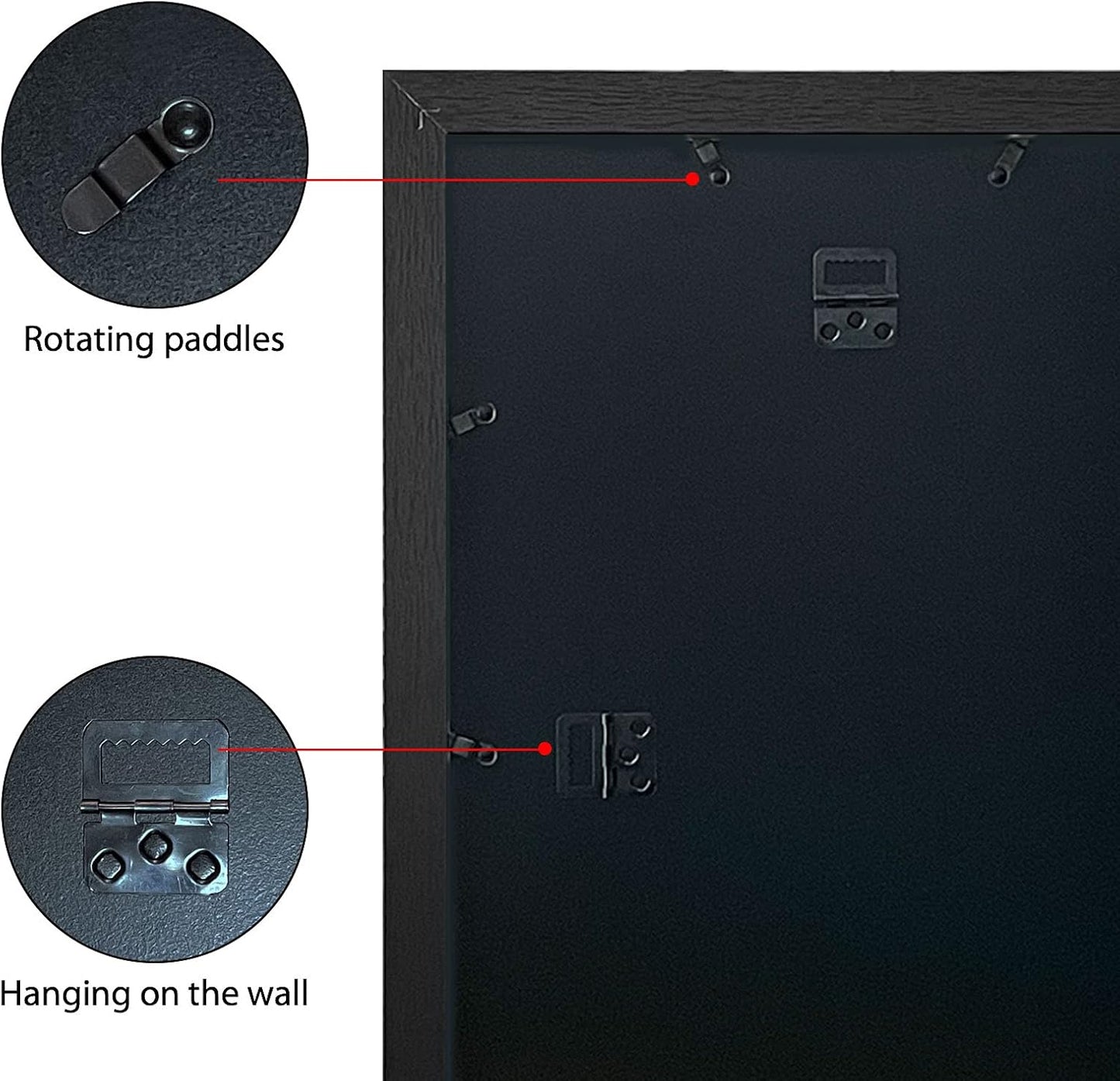 VCK 12x18 Inch Solid Wood Poster Frames with Wall Mounting Hanging Picture Frame Set of 3 Black