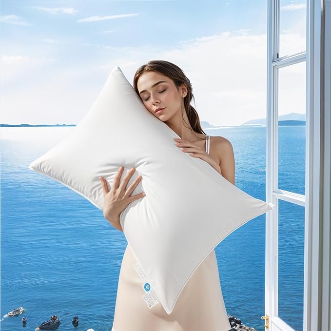 Canadian Luxury Goose Down Pillow King Size - 1050 Fill Power, 600 TC Cotton Shell- Ultra Soft and Comfort Sleep Pillows - Bed Pillows for Back, Stomach, Side Sleeper(White,King(Pack of 1))
