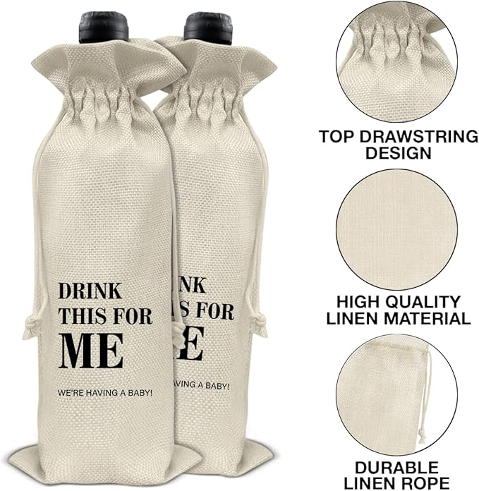Pregnancy Announcement Wine Bag, Pregnant Reveal Wine Gift Bag, Baby Announcements Gifts for Grandparents Aunt Uncle Friends