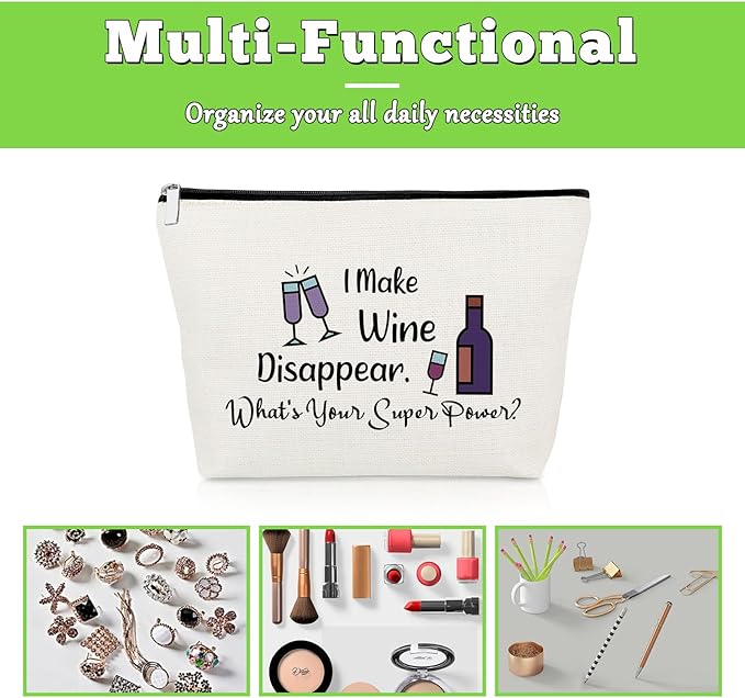 Wine Lovers Gifts Wine Drinker Gifts Makeup Bag Wine Gifts for Mom Wife Sister Friendship Gifts Wine Gifts for Wine Lovers Appreciation Gifts for Friends Christmas Birthday Cosmetic Pouch