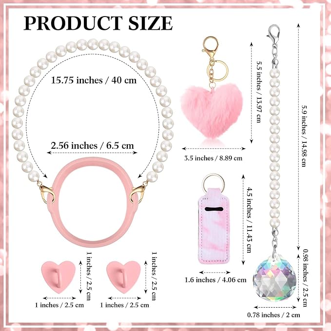 Water Bottle Accessories Set with Silicone Water Bottle Handle with Strap Hanging Charms Compatible with Stanley Cup(Pink)