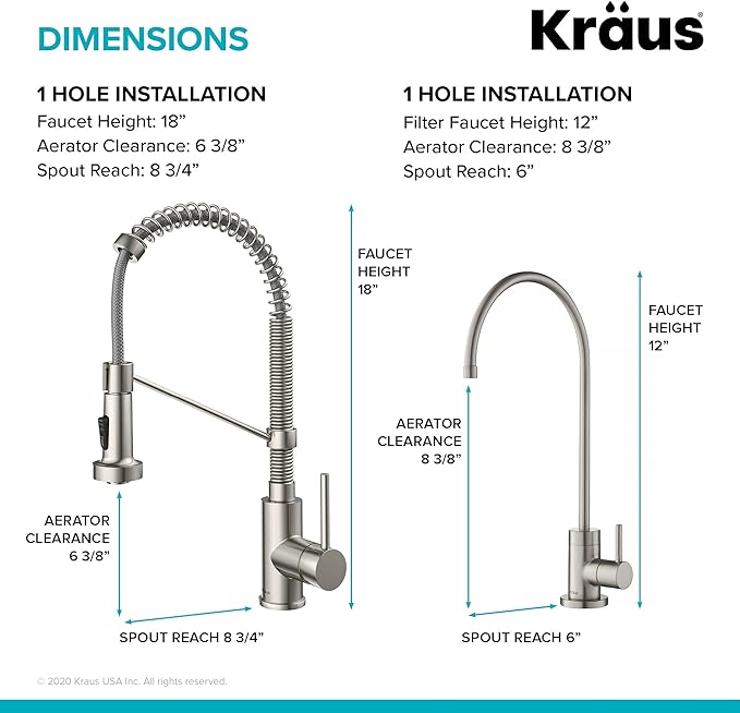 Kraus KPF-1610-FF-100MB Bolden Commercial Style Pull-Down Kitchen Purita Water Filter Faucet Combo, Matte Black, 18