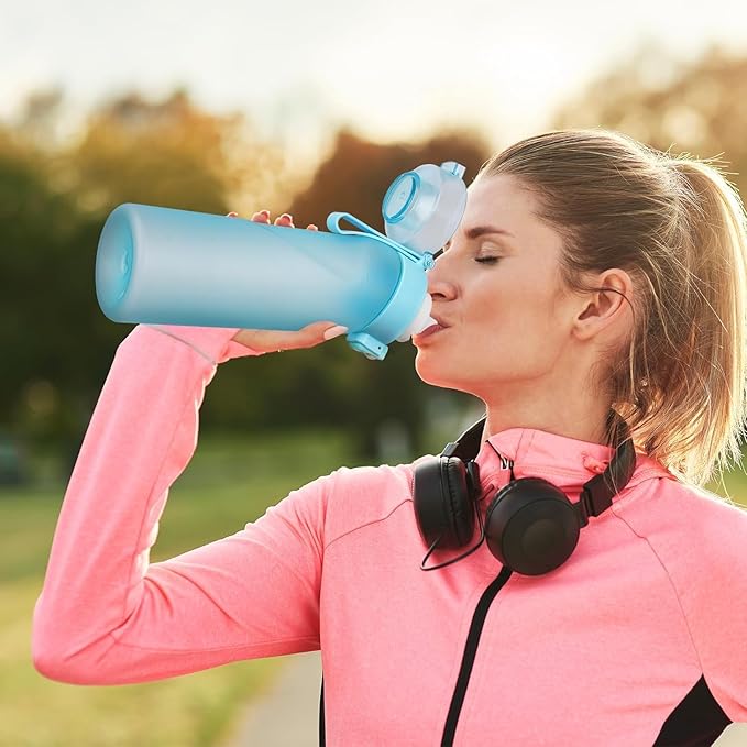 Matt Finish Water Bottle With 1 Flavor Pod | Include Straw and Strap | Silicone Leak-Proof Ring BPA Free, Air Water Bottle