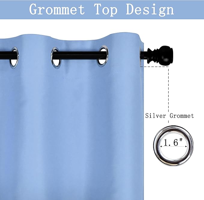 Light Sky Blue Valances for Windows 70X18 Inches Blackout Thermal Insulated Valance with Grommet Top for Kitchen Living Room Short Straight Drape Valance for Bedroom Kids Room 1 Panel