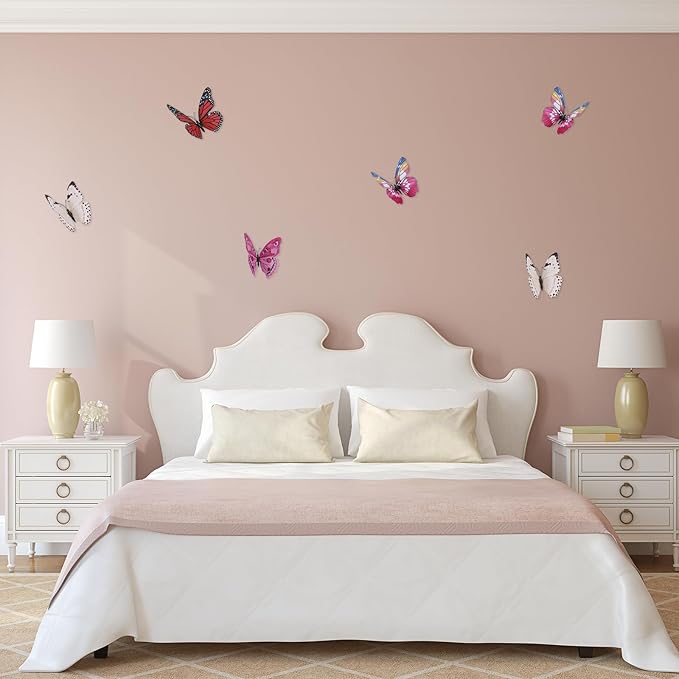 uxcell 120Pcs 3D Beautiful Butterfly Removable DIY Wall Stickers for Bedroom Living Room TV Background Decorations, Green