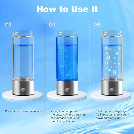 Hydrogen Water Bottle Generator, Portable Hydrohealth Hydrogen Water Bottle, Rechargeable Hydrogen Water Bottle Suitable Home, Office Travel and Daily Drinking