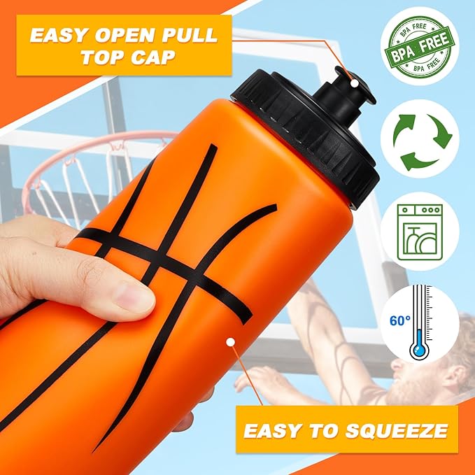 Water Bottle Carrier with 6 Bottles 20 oz Basketball Water Bottles for Boys with Carrier Squeeze Water Bottles Sports Team Water Bottles with Carrier for Fitness Bike Gym