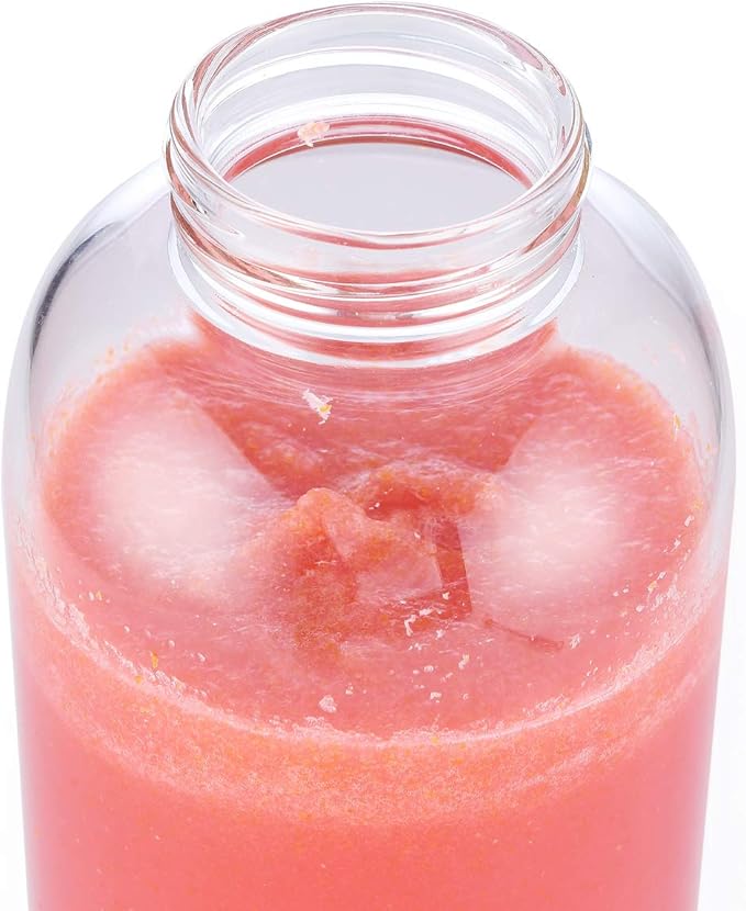 DE.KITCHEN&HIFUN Glasss Water Bottle 64oz, Large Borosilicate Glass 2L for Juice, Glass Water bottle with Steel Cap Filter (2)