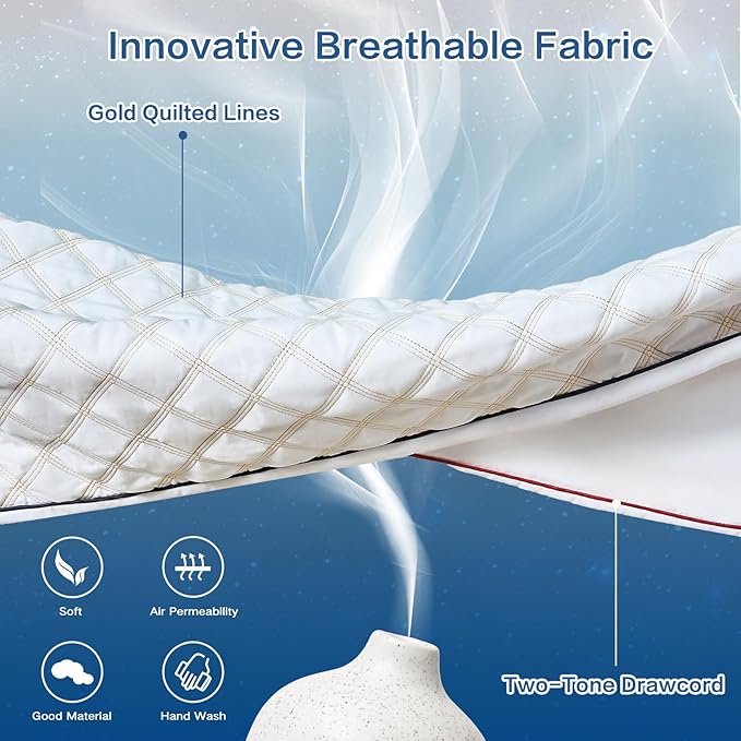 Long Body Pillow for Adults - Firm Body Pillow Insert with Shredded Blue Memory Foam, Adjustable Height, Soft Support for Side Sleeping, Pregnant Women, Washable (20x54 Inch, White)