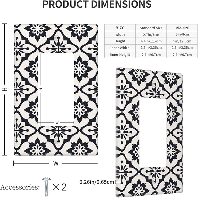 Black And White Funny Plastic Wall Plate Decorative Single Rocker Light Switch Cover For Women Girls Bedroom Kitchen Living Room