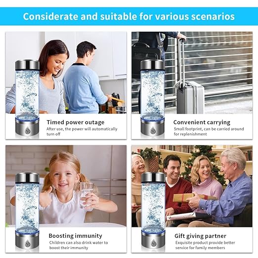 Hydrogen Water Bottle, Portable Hydrogen Water Bottle Generator and Well-being, Refine Water in 3 Minutes, Convenient for The Workplace, Day Travel, and Drinking, Gift for Your Beloved. (Black)