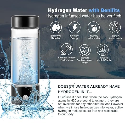 Hydrogen Water Machine - Portable Hydrogen Water Generator - Automatic Hydrogenated Water Ionizer Machine for Home, Office & Daily Drinking, 3-Minute Quick Electrolysis, 400ml Capacity