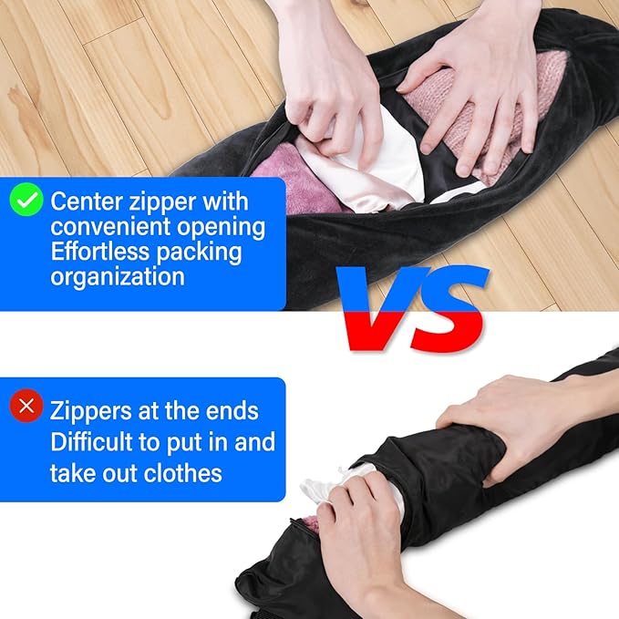 Travel Pillow You Stuff with Clothes, Stuffable Travel Pillow Transforms Into Extra Luggage Without Excess Fees, Stuffable Neck Pillow Fits 3+ Days of Travel Essentials Black