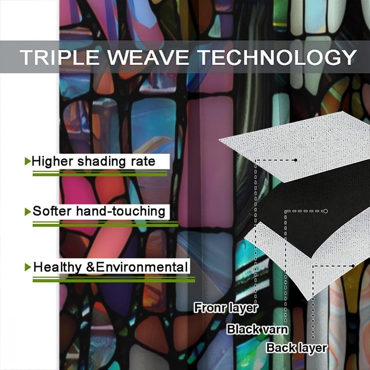 Stained Glass Curtains,Vintage Colorful Abstract Art Home Decor Drapes for Bedroom Living Room Kitchen Window Treatment 2 Panels Set Total Size 84" W X 84" L Inch