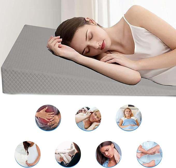 Bed Wedge Pillow Triangle Belt Foam for, Knee, Small Leg, Reading, Maternity (White)