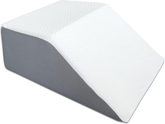 Greaton, 21-Inch Leg Wedge Pillow with High-Density Foam, Stylish Chic Jacquard Cover, Multi-Purpose, White