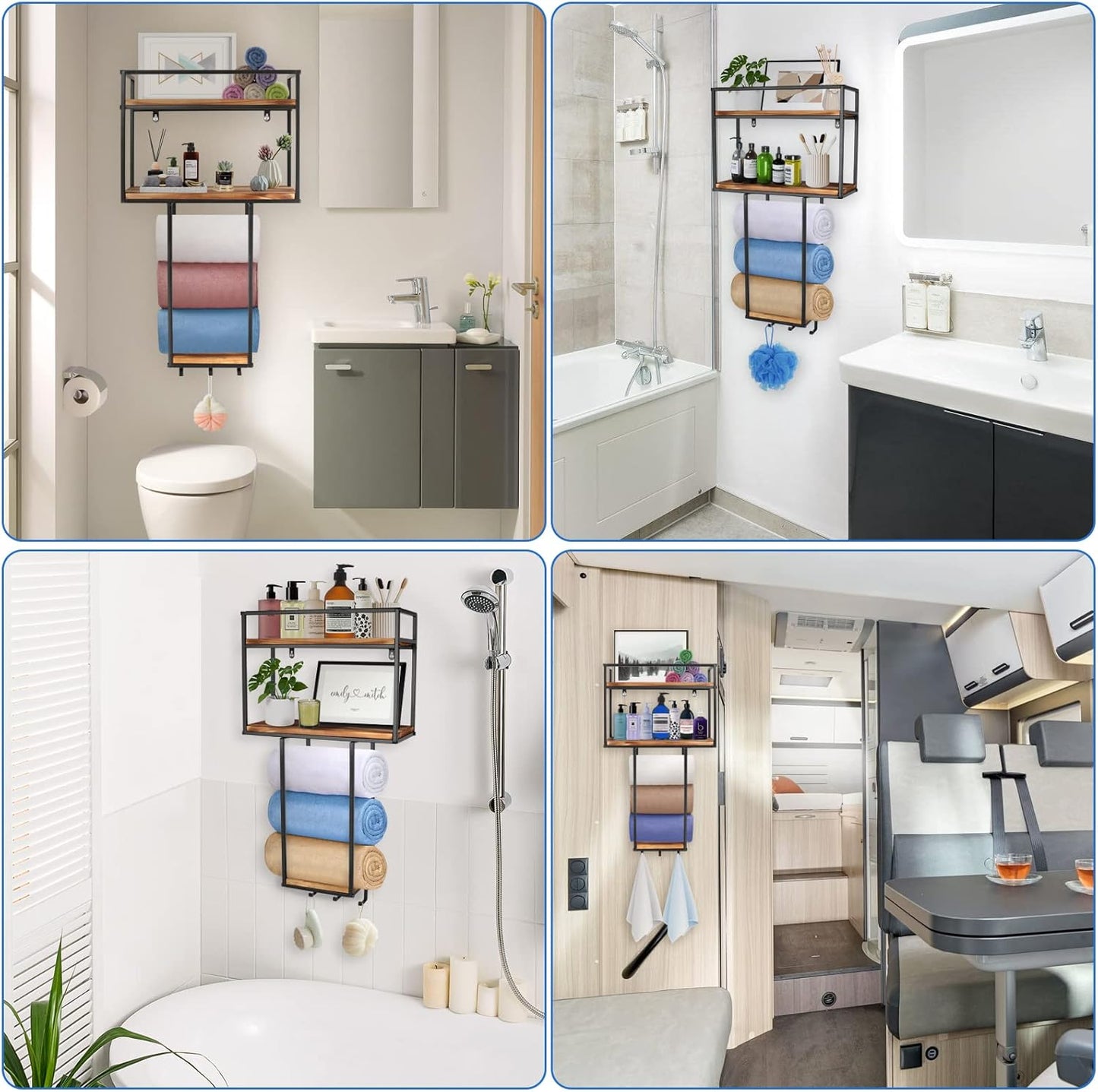 Towel Rack Wall Mounted - Space-Saving Design for Small Bathrooms - Versatile Organizer for Towels, Blankets, and More - Ideal for RVs and Hotels
