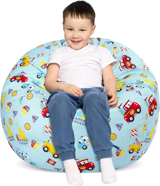 Bean Bag Chair for Kids Stuffed Animal Storage Beanbag Chairs,Toddler Toy Storage Organizer for Girls and Boys,Large 32'' Cover Only（No Filling