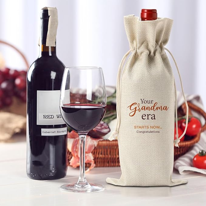 Grandma Wine Bag, New Grandma Gifts, Grandma to Be Gifts, Pregnancy Baby Announcement Gifts for Grandma, Your Grandma Era Starts Now Wine Bag