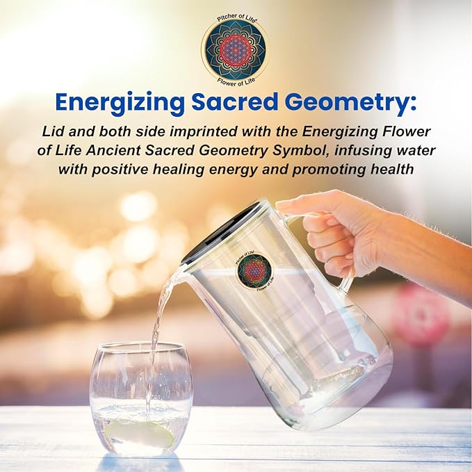 Borosilicate Glass Alkaline Water Pitcher of Life with Stainless Steel Fruit infuser Glass Water Filter Pitcher with Lid Clearly Filtered Water Pitcher Increases pH NSF/ANSI 42 & 61 Certified Filters