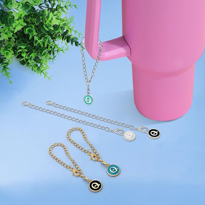6PCS Letter Charm Accessories for Stanley Cup, Name ID Letter Handle Charm for Stanley Handle Identification Letter Pendant Handle Decoration for Stanley Tumbler Charms (Letter Q)