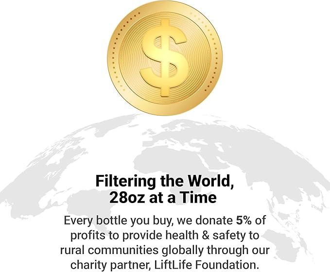 ETA Alkaline Water Filter Bottle for Travel, Camping, Hiking, Backpacking, Emergency, Survival | Removes up to 99.99% of Harmful contaminants, 9.5pH, Protects the Nutrient & Mineral Value, Made in USA