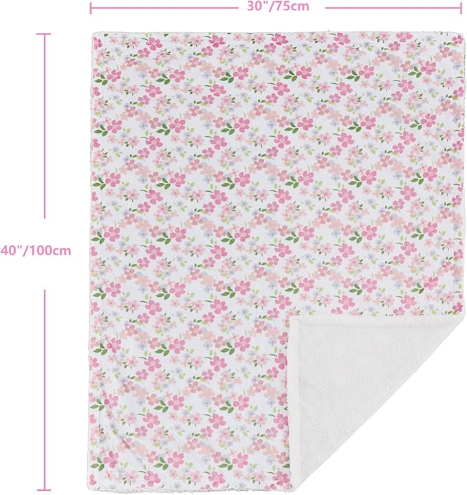 CREVENT 30''X40'' Cute Cozy Fluffy Warm Baby Blanket for Girls Boys Infants Toddlers' Bedding/Crib/Cot/Stroller, Baby Shower Birthday Newborn's Gift - Wildflower