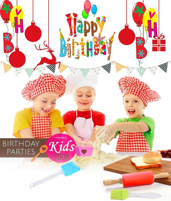 Kids Cooking Baking Gift Set with Recipe Cooking Supplies Cards - Junior Aprons Chef Hat for Girls & Boys - Real Accessories & Utensils for the Curious Child