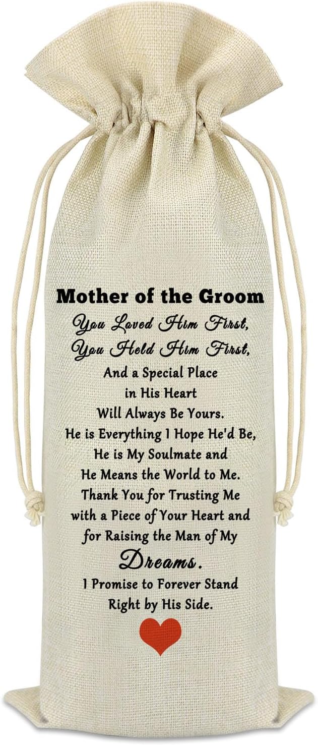 Mother of the Groom Gifts from Bride Wine Bag Wedding Gifts for Mother in Law Groom's Mom Decorative Wine Bottle Bag Engagement Bridal Shower Appreciation Gift for Mother of the Groom
