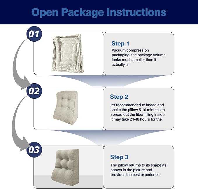 Daneey Reading Pillow for Bed Adult, Back Pillow for Bed Sitting Up, Back Support Pillow for Bed, Wedge Pillow for Neck, Lumbar, Back, 20 * 12 * 26IN, Beige