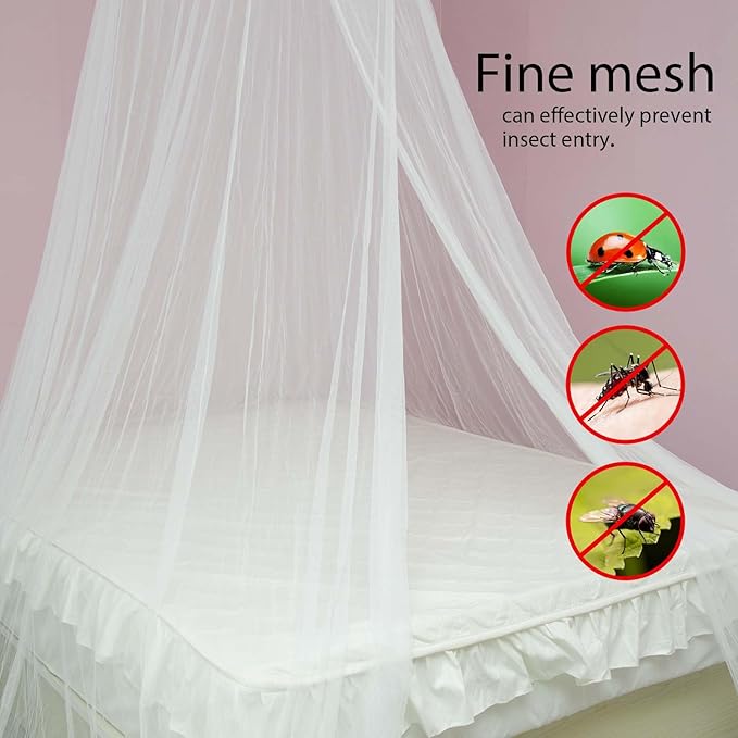 Daksha Mosquito Net for Bed, White Princess Bed Canopy for Girls, Hanging Bed Net, Dome Mosquito Netting Bed Tent, Room Decor for Kid and Adult Beds