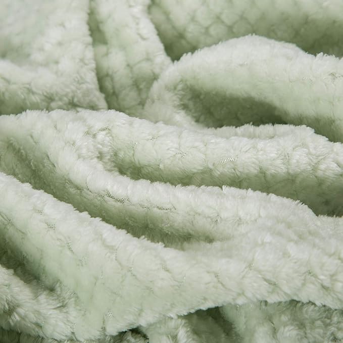 Fuzzy Throw Blanket, Plush Fleece Blankets for adults, Toddler, boys and Girls, Warm Soft Blankets and Throws for Bed, Couch, Sofa, Travel and Outdoor, Camping (Full Twin(70"x80"), XL2-Pastel Green)