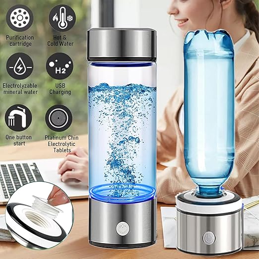 Hydrogen Water Bottle Generator 3 in 1,Portable Hydrogen Rich Health Water Bottles,Hydrogened Glass Ionizer Cup,Hydrogen Water Machine Travel Gift for Women/Men/Mom/Father/Grandpa/Grandma Office/Home