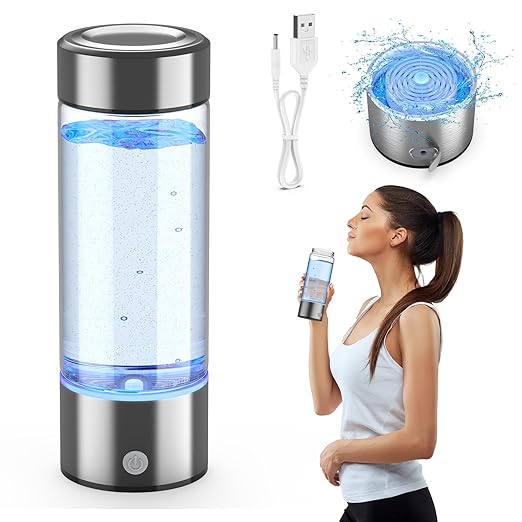 Hydrogen Water Bottle, Portable Hydrogen Water Bottle, Rechargeable Hydrogen Water Bottle Generator with Bottom Lights, 3-Min Fast Electrolysis, Ideal for Home, Office, Travel, Daily Drinking