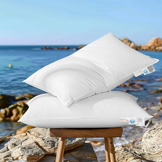 Canadian Luxury Goose Down Pillow King Size - 1050 Fill Power, 600 TC Cotton Shell- Ultra Soft and Comfort Sleep Pillows - Bed Pillows for Back, Stomach, Side Sleeper(White,King(Pack of 2))