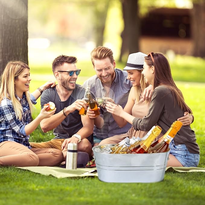 Ice Buckets for Parties 2 Pcs 3 Gallon Galvanized Beverage Metal Tub Champagne Drink Wine Large Ice Bucket for Cocktail Mimosa Bar Supplies