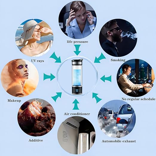 Hydrogen Water Bottle Generator 350ml Hydrogen Water Generator Portable Alkaline Water Machine Double Layer Glass Alkaline Water Bottle 1000-1200ppb Water Ionizer USB Alkaline Water Filter Bottle