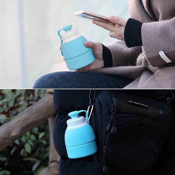 Collapsible Water Bottles AEYTLOI Reusable Water Bottle with Carabiner BPA Free Silicone Folding Sports Water Bottle for Gym Camp Hiking Sports Lightweight Durable 19.6 oz