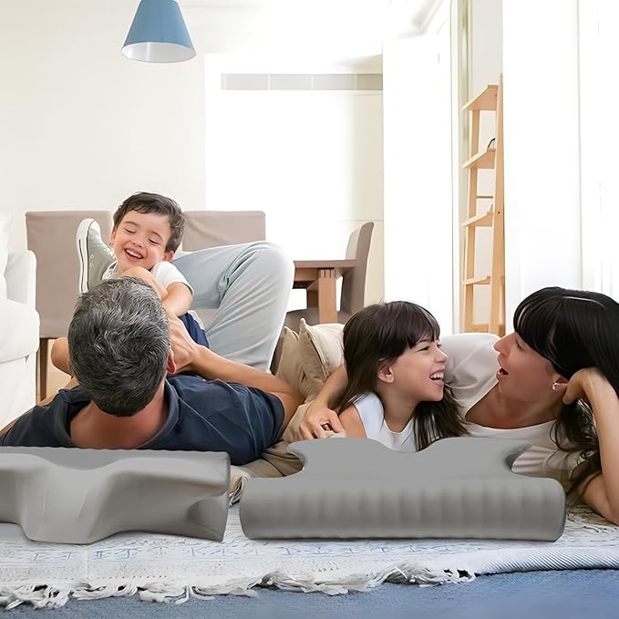 Cervical Pillow for Neck Pain Relief, Cooling Contour Memory Foam Pillows Support Odorless Ergonomic Neck Pillow Adjustable Orthopedic Bed Pillow for Side Back Stomach Sleeper with Pillowcase Grey