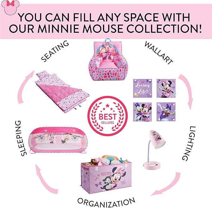 Disney Minnie Mouse Pop Up Hamper with Durable Carry Handles, 21" H x 13.5" W X 13.5" L