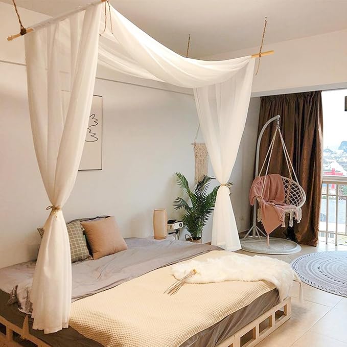 Bed Canopy for Girls, King Canopy Bed Curtains with bed frame Queen & Full Bed 59*255in White Tulle Canopy Bed Scarf,Sheer Bed Drapes,Twin Girls Canopy Bed Decor for Baby Crib,Kid Bed and Adult Beds